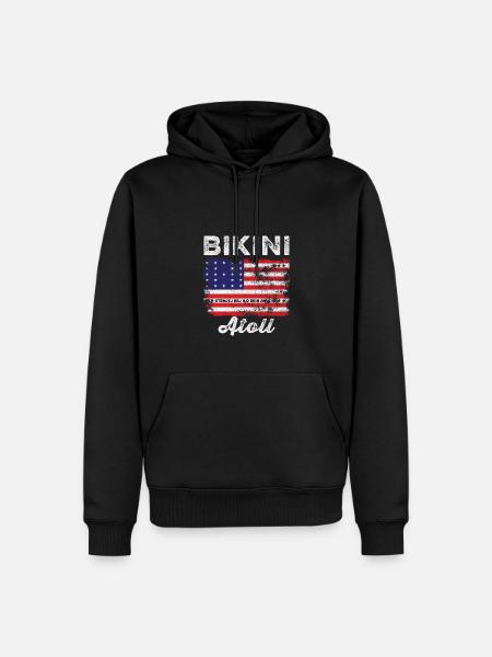 Bikini Atoll Flag Distressed Bikini Flag - Premium økologisk hettegenser for menn - svart