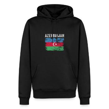 Aserbaidschan Flagge Distressed - Aserbaidschanische Flagge - Männer Premium Bio Hoodie - Schwarz - Vorne - Nico (187cm)