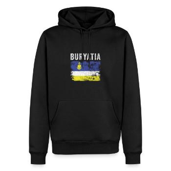 Buryatia Flag Distressed - Buryat Flag - Men’s Premium Organic Hoodie - black - Front - Nico (187cm)