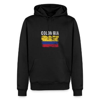 Colombia Flag Distressed Colombian Flag - Men’s Premium Organic Hoodie - black - Front - Nico (187cm)