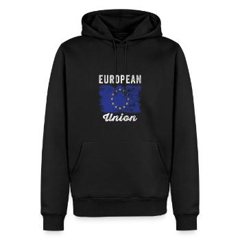 Drapeau de l’Union européenne en détresse - Sweat à capuche Premium bio Homme - noir - Devant - Nico (187cm)