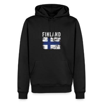 Finland Flag Distressed - Finnish Flag - Men’s Premium Organic Hoodie - black - Front - Nico (187cm)