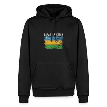 Drapeau du Karakalpakstan en détresse - Sweat à capuche Premium bio Homme - noir - Devant - Nico (187cm)