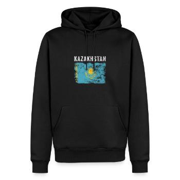 Drapeau du Kazakhstan Vintage Drapeau du Kazakhstan - Sweat à capuche Premium bio Homme - noir - Devant - Nico (187cm)
