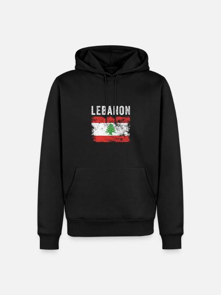Libanon Flagge Distressed - Libanesische Flagge - Männer Premium Bio Hoodie - Schwarz