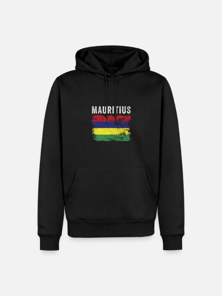 Mauritius Flag Distressed Mauritian Flag - Men’s Premium Organic Hoodie - black