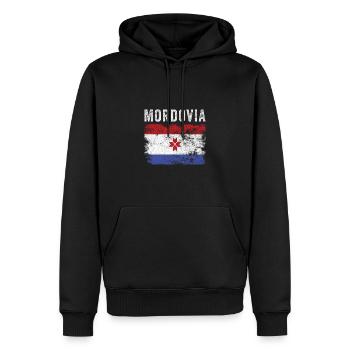 Mordovia Flag Distressed - Mordvin Flag - Men’s Premium Organic Hoodie - black - Front - Nico (187cm)