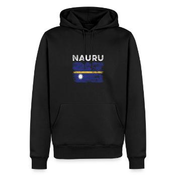 Drapeau de Nauru en détresse - Drapeau de Nauruan - Sweat à capuche Premium bio Homme - noir - Devant - Nico (187cm)