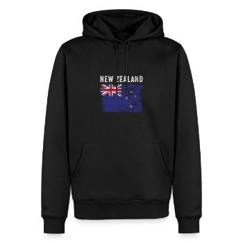 Drapeau néo-zélandais en détresse - Sweat à capuche Premium bio Homme - noir - Devant - Nico (187cm)