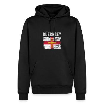 Guernsey Flag Distressed - Guernsey Flag - Männer Premium Bio Hoodie - Schwarz - Vorne - Nico (187cm)
