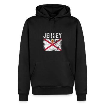 Jersey Flag Distressed - Jersey Flag - Sweat à capuche Premium bio Homme - noir - Devant - Nico (187cm)