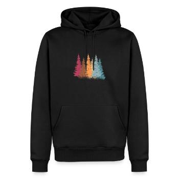 Bunter Wald mit Bäumen - Männer Premium Bio Hoodie - Schwarz - Vorne - Nico (187cm)