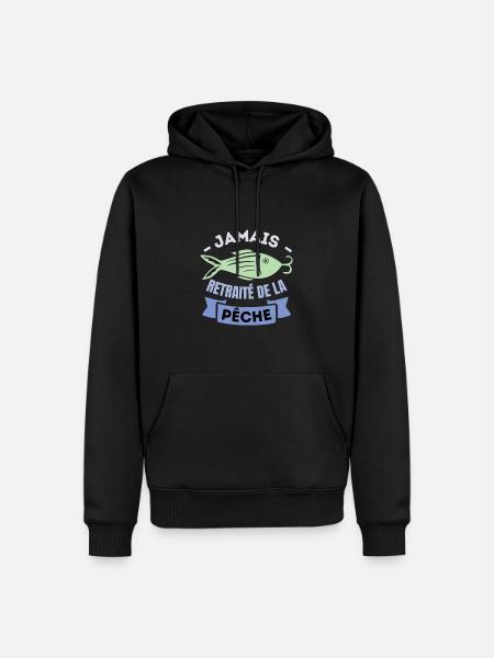 jamais retraité de la pêche - Sweat à capuche Premium bio Homme - noir