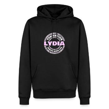 Vorname Lydia - Männer Premium Bio Hoodie - Schwarz - Vorne - Nico (187cm)