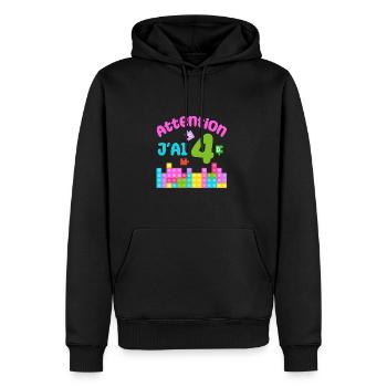 Geschenk 4 Jahre Geburtstag Ich bin 4 Jahre alt - Männer Premium Bio Hoodie - Schwarz - Vorne - Nico (187cm)