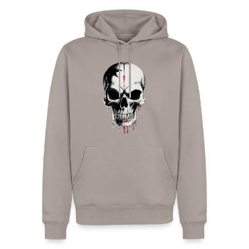 Totenkopf - Männer Premium Bio Hoodie - Taupe - Vorne - Nico (187cm)