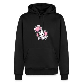 Mignon bébé éléphant avec maman éléphant ballon coeur - Sweat à capuche Premium bio Homme - noir - Devant - Nico (187cm)
