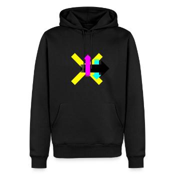 PFEILE - Männer Premium Bio Hoodie - Schwarz - Vorne - Nico (187cm)