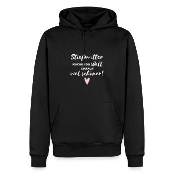 Stiefmütter machen die Welt viel schöner - Männer Premium Bio Hoodie - Schwarz - Vorne - Nico (187cm)