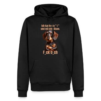 Ich kaufe ein i und möchte lösen - F... dich - Männer Premium Bio Hoodie - Schwarz - Vorne - Nico (187cm)