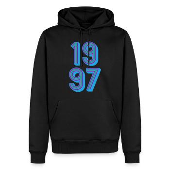 1997 Geburtsjahr | Farben änderbar - Männer Premium Bio Hoodie - Schwarz - Vorne - Nico (187cm)