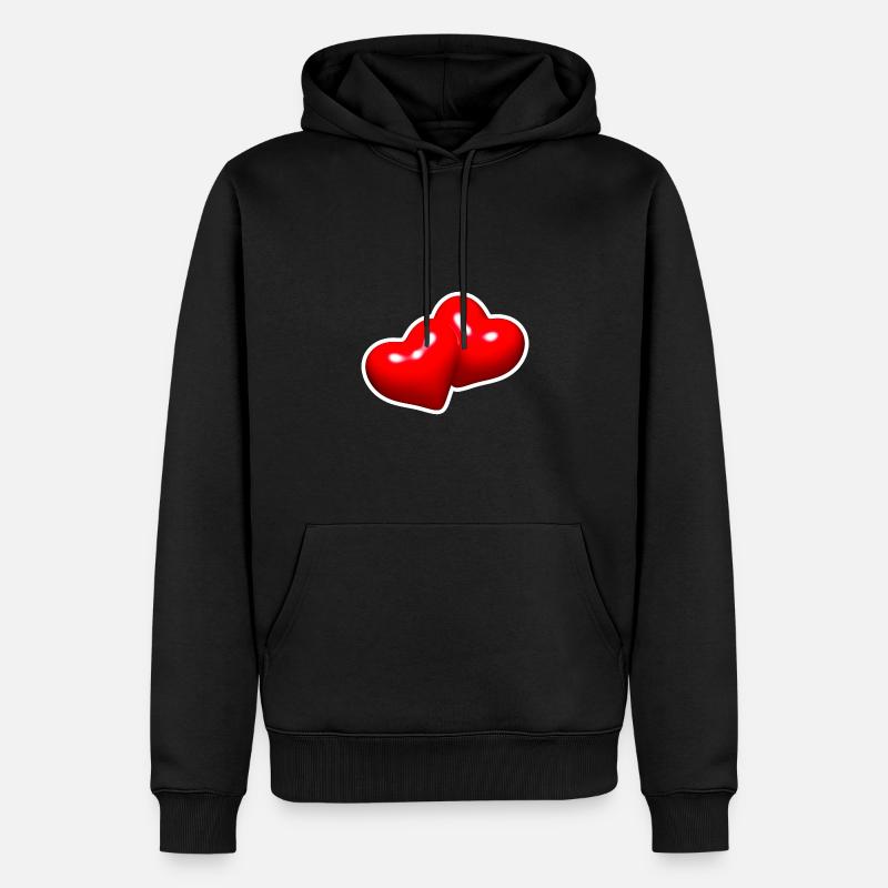 Deux cœurs rouges unis - Sweat à capuche Premium bio Homme - noir