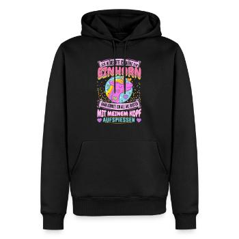 Einhorn - Idioten aufspiessen - Männer Premium Bio Hoodie - Schwarz - Vorne - Nico (187cm)