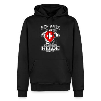 Schwiiz - Europa - Helde - Sweat à capuche Premium bio Homme - noir - Devant - Nico (187cm)