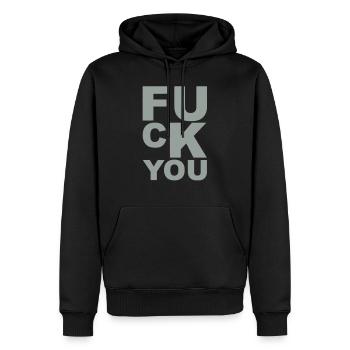 fuck you - Männer Premium Bio Hoodie - Schwarz - Vorne - Nico (187cm)