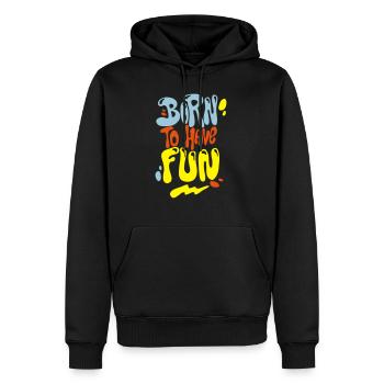 Born to have fun - Männer Premium Bio Hoodie - Schwarz - Vorne - Nico (187cm)
