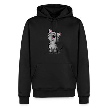 Chat mignon - Sweat à capuche Premium bio Homme - noir - Devant - Nico (187cm)