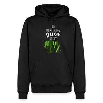 Denke an die Umwelt - Männer Premium Bio Hoodie - Schwarz - Vorne - Nico (187cm)