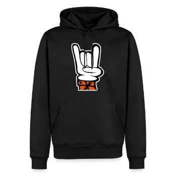 Hand Rock Pommesgabel - Männer Premium Bio Hoodie - Schwarz - Vorne - Nico (187cm)