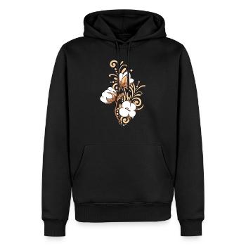 Élément vintage ornemental avec coton fleurissant - Sweat à capuche Premium bio Homme - noir - Devant - Nico (187cm)
