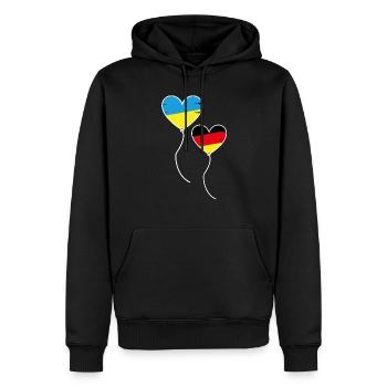 Ballon Herz Deutschland Ukraine Frieden Peace - Männer Premium Bio Hoodie - Schwarz - Vorne - Nico (187cm)