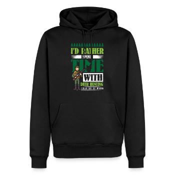 I’d rather spend time with Deer Hunting - Männer Premium Bio Hoodie - Schwarz - Vorne - Nico (187cm)