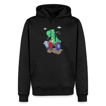 dinosaure sur son tracteur - Sweat à capuche Premium bio Homme - noir - Devant - Nico (187cm)