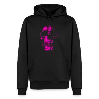 Schädel Skelett Skull in neon pink - Männer Premium Bio Hoodie - Schwarz - Vorne - Nico (187cm)