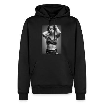 Außergewöhnliche Frau - Männer Premium Bio Hoodie - Schwarz - Vorne - Nico (187cm)