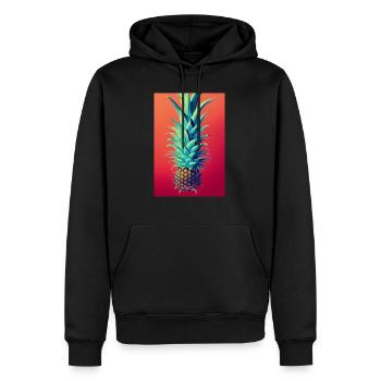 Ananas mit Buntstiften gemalt - Männer Premium Bio Hoodie - Schwarz - Vorne - Nico (187cm)