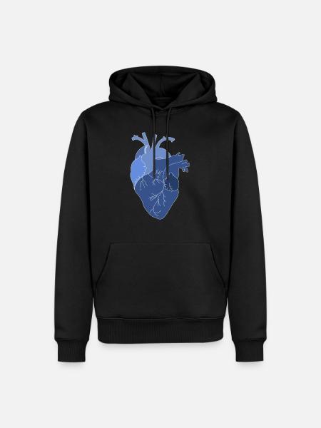 anatomisches Herz, Outline weiß - Männer Premium Bio Hoodie - Schwarz
