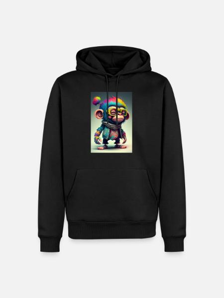 Farbenfroher stilvoller Affe - Männer Premium Bio Hoodie - Schwarz