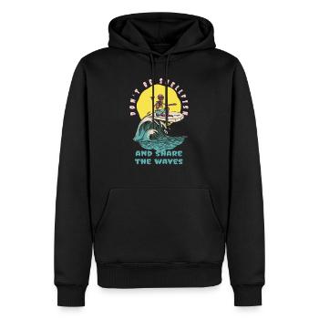 Ne soyez pas des crustacés et partagez les vagues Rétro Surfer - Sweat à capuche Premium bio Homme - noir - Devant - Nico (187cm)