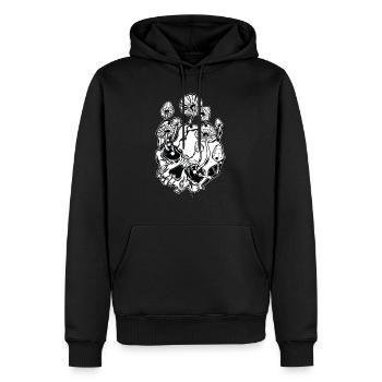 Magic Mushrooms // Skulls // Illustration - Männer Premium Bio Hoodie - Schwarz - Vorne - Nico (187cm)