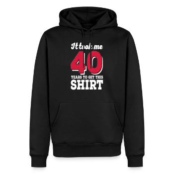 40e anniversaire - Sweat à capuche Premium bio Homme - noir - Devant - Nico (187cm)