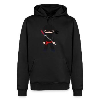 Combattant ninja avec épée - Sweat à capuche Premium bio Homme - noir - Devant - Nico (187cm)