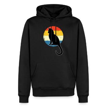 Retro Vintage Mignon Cat Sunset Design - Sweat à capuche Premium bio Homme - noir - Devant - Nico (187cm)