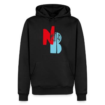 N O B II - Männer Premium Bio Hoodie - Schwarz - Vorne - Nico (187cm)