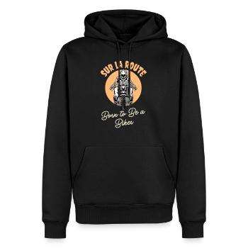 motard | motarde - Sweat à capuche Premium bio Homme - noir - Devant - Nico (187cm)