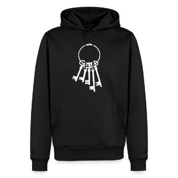 Jeu de clés - Sweat à capuche Premium bio Homme - noir - Devant - Nico (187cm)
